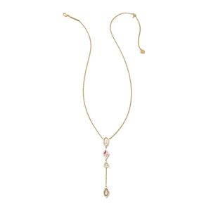 Kendra Scott Greta Gold Y Necklace in Gold/ Ivory Mix Adjustable Slider Closure